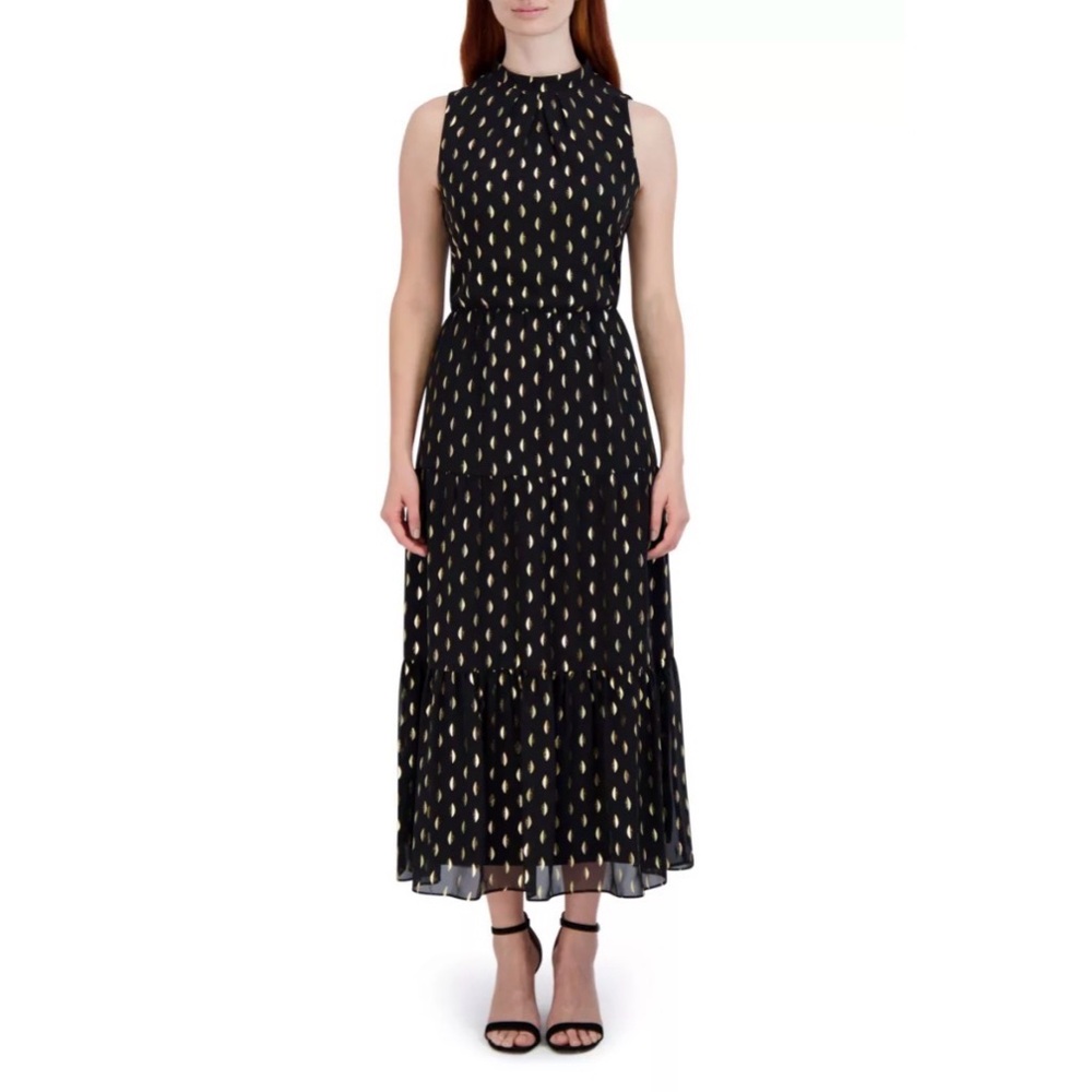 Donna‎ Ricco Black and Gold Maxi Dress